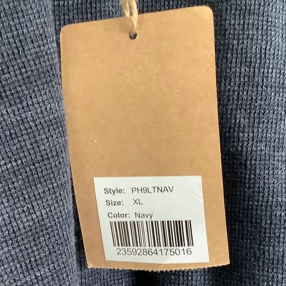 Mens XL - New PD&C Long Sleeve Henley Button Shirt Navy Blue Cotton Polyester - Picture 7 of 10